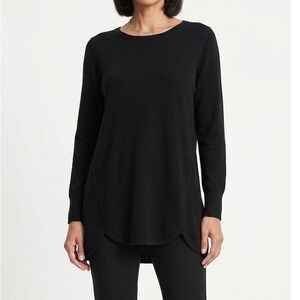Chico's NWT Touch of Cashmere Glenda Tulip Hem Black Pullover Sweater 2 Large 12